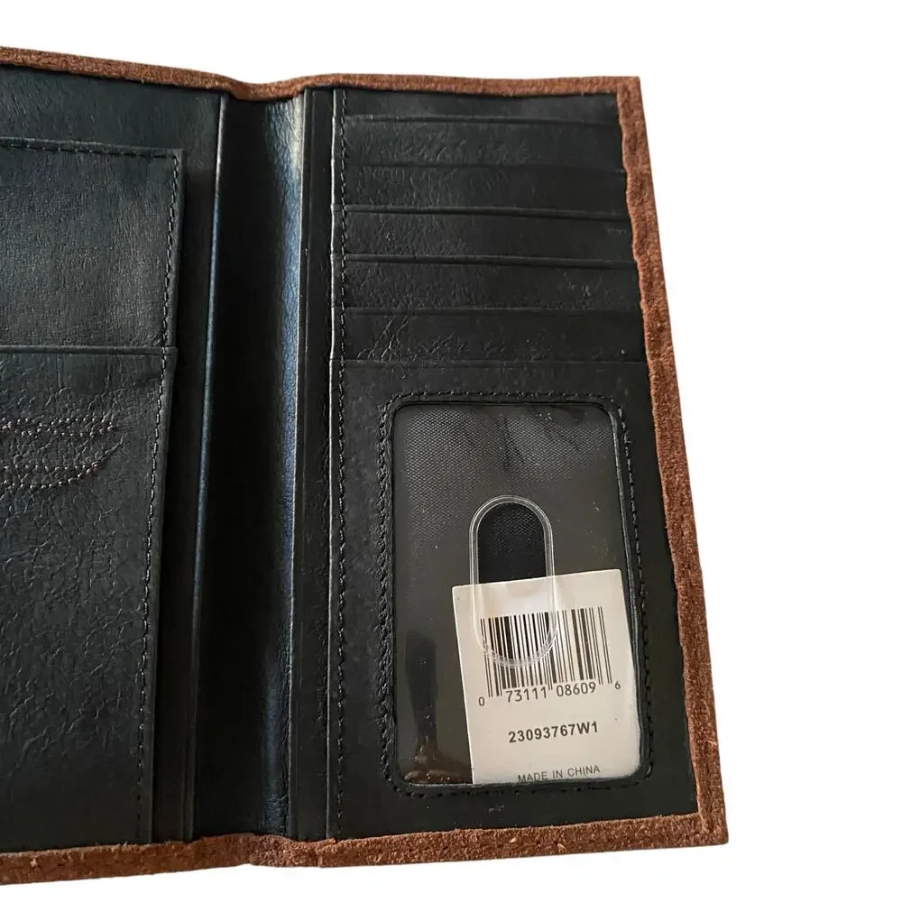 NWT Men’s JUSTIN RODEO SUEDE LEATHER RFID WALLET WITH GEOMETRIC TRIM 23093767W1